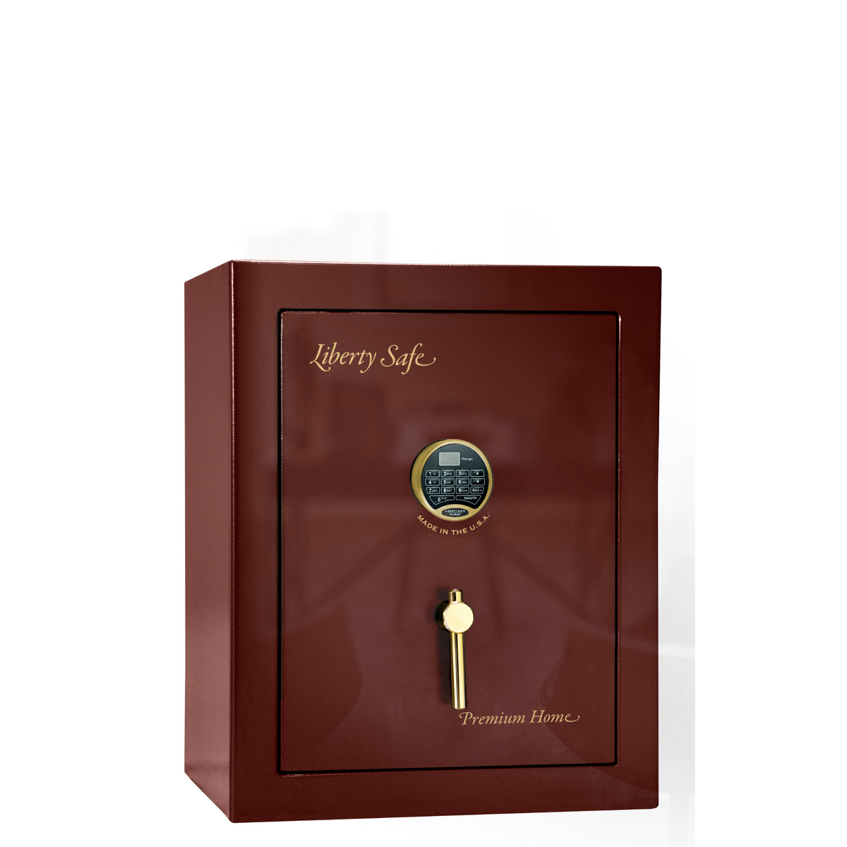 Premium Home Series | Level 7 Security | 2 Hour Fire Protection | 08 | Dimensions: 30&quot;(H) x 24&quot;(W) x 20.25&quot;(D) | Burgundy Gloss Brass - Closed Door