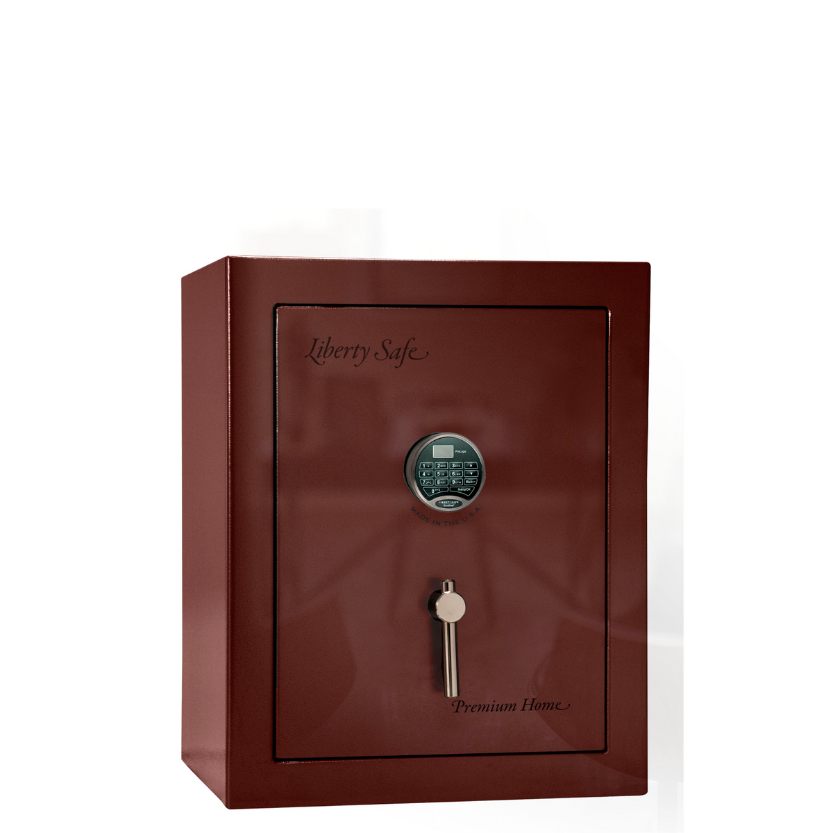 Premium Home Series | Level 7 Security | 2 Hour Fire Protection | 08 | Dimensions: 30&quot;(H) x 24&quot;(W) x 20.25&quot;(D) | Burgundy Gloss Black Chrome - Closed Door