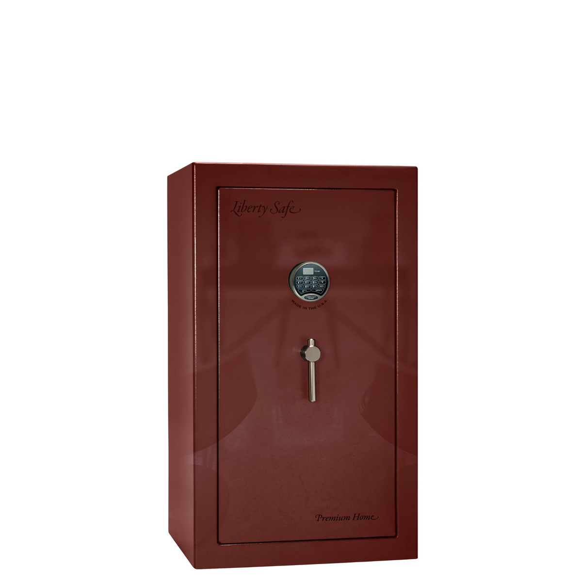 Premium Home Series | Level 7 Security | 2 Hour Fire Protection | 12 | Dimensions: 42&quot;(H) x 24&quot;(W) x 20.25&quot;(D) | Burgundy Gloss Black Chrome - Closed Door