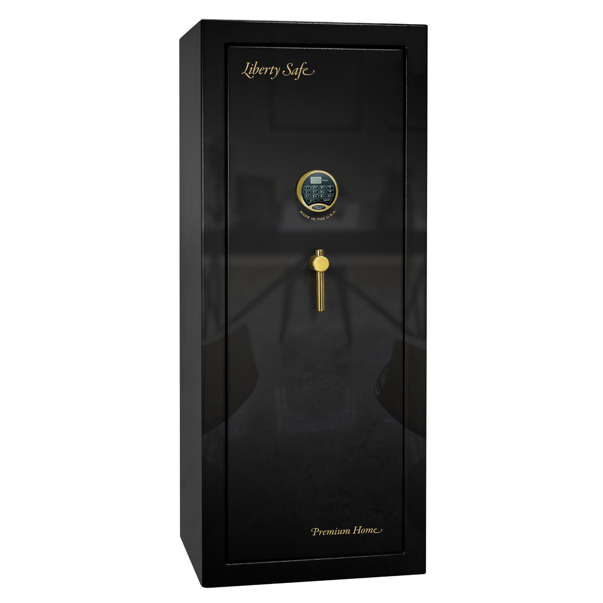 Premium Home Series | Level 7 Security | 2 Hour Fire Protection | 17 | Dimensions: 59.25&quot;(H) x 24&quot;(W) x 20.25&quot;(D) | Black Gloss Brass - Closed Door