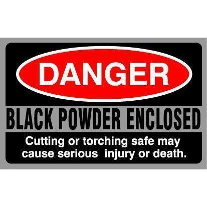Accessory - Security - Sticker - Danger Black Powder Enclosed - Single | Liberty Safe Norcal.